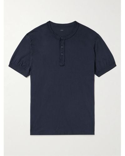 Save Khaki Garment-dyed Supima-cotton Jersey Henley T-shirt - Blue