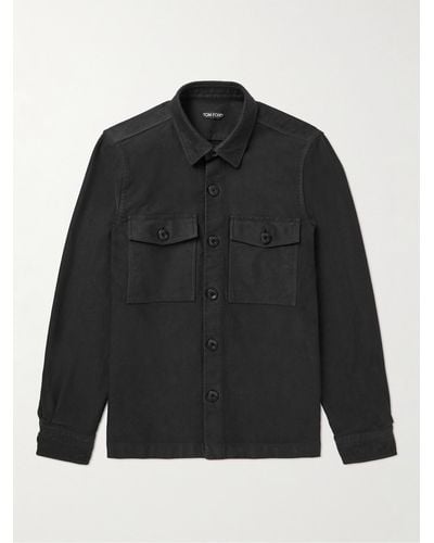 Tom Ford Garment-dyed Cotton Overshirt - Black