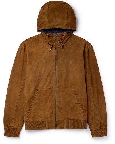 Polo Ralph Lauren Reversible Suede And Taffeta Hooded Jacket - Brown