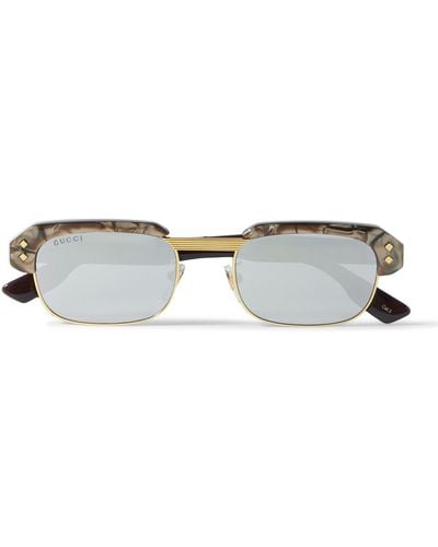 Gucci Rectangular-frame Acetate And Gold-tone Sunglasses - Brown