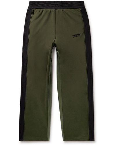 Moncler Genius Adidas Originals Straight-leg Striped Tech-jersey And Shell Sweatpants - Green