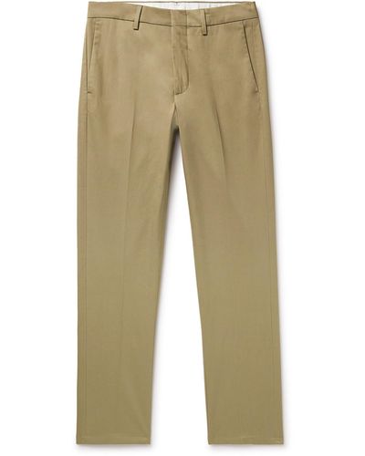 Dunhill Straight-leg Stretch Cotton And Cashmere-blend Chinos - Natural