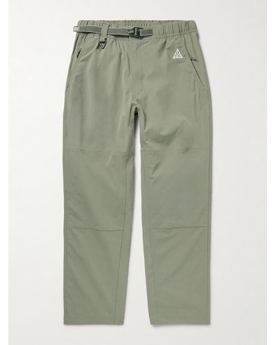 Nike Acg Straight-leg Logo-embroidered Belted Stretch-shell Trousers - Green