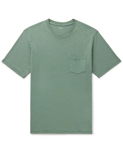 Hartford Pocket Garment-dyed Slub Cotton-jersey T-shirt - Green