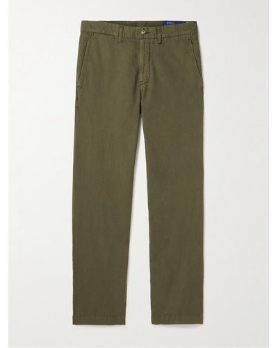 Polo Ralph Lauren Straight-leg Linen And Cotton-blend Trousers - Green
