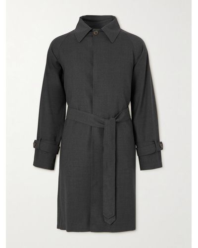 STÒFFA Belted Wool Trench Coat - Black