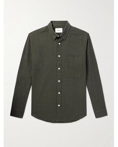 NN07 Cohen 5972 Hemd aus Baumwoll-Twill mit Button-Down-Kragen - Grün