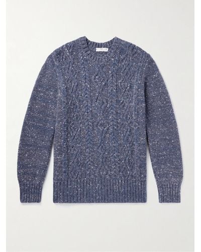 Inis Meáin Zopfstrickpullover aus Kaschmir mit Aran-Muster - Blau