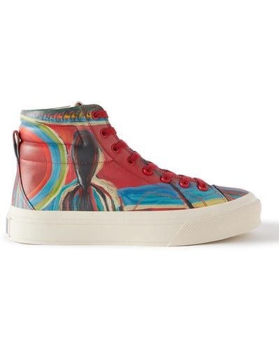 Givenchy Josh Smith Printed Leather High-top Sneakers - Red