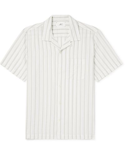 MR P. Michael Convertible-collar Striped Tm Lyocell Shirt - White