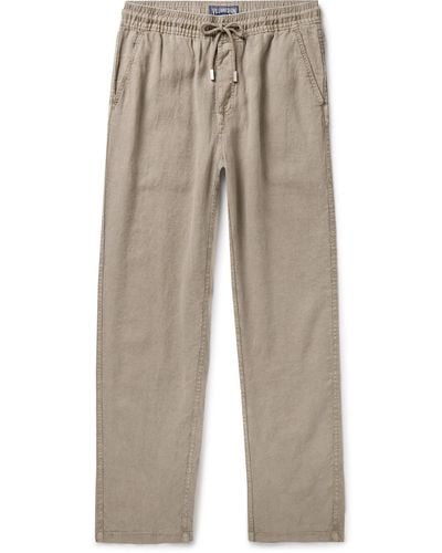 Vilebrequin Pacha Straight-leg Linen Drawstring Pants - Natural