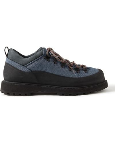 Diemme Throwing Fits Roccia Basso Suede And Rubber-trimmed Canvas Hiking Boots - Black
