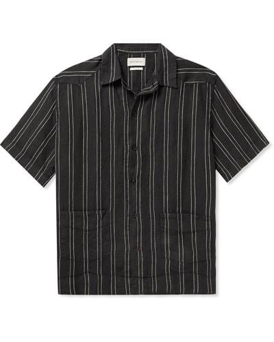 Oliver Spencer Camp-collar Striped Linen Shirt - Black