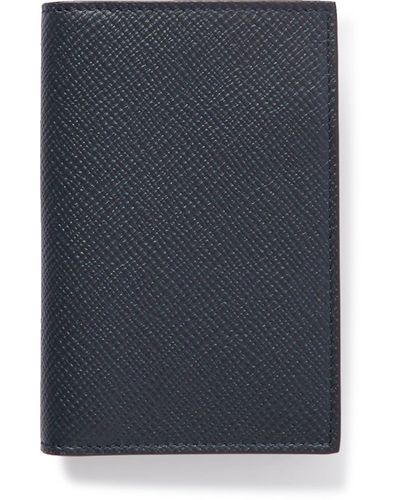 Smythson Panama Cross-grain Leather Cardholder - Blue