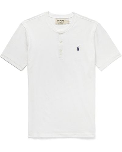 Polo Ralph Lauren Logo-embroidered Cotton-jersey Henley T-shirt - White