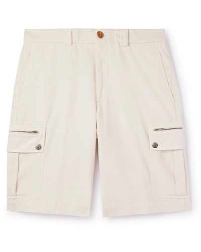 Brunello Cucinelli Straight-leg Cotton-twill Cargo Shorts - Natural