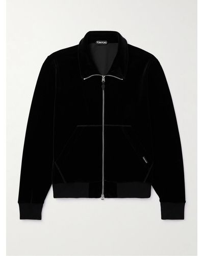 Tom Ford Trainingsjacke aus Velours aus einer Baumwollmischung - Schwarz