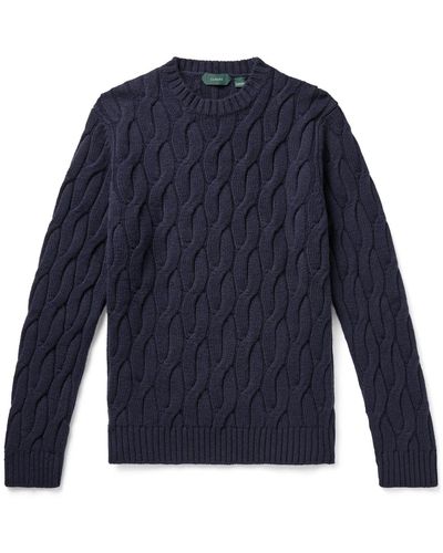 Incotex Zanone Cable-knit Wool Sweater - Blue