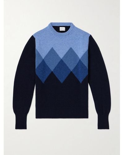 Kingsman Argylle Jacquard-knit Wool Jumper - Blue