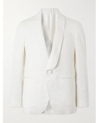 Caruso Shawl-collar Silk And Linen-blend Tuxedo Jacket - White