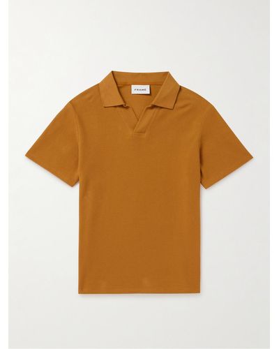 FRAME Cotton-piqué Polo Shirt - Brown