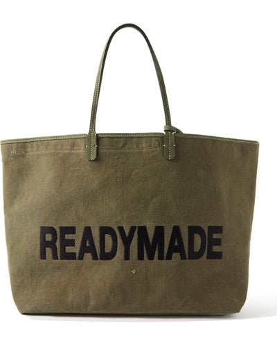 READYMADE Dorothy Large Nubuck-trimmed Logo-embroidered Canvas Tote Bag - Green