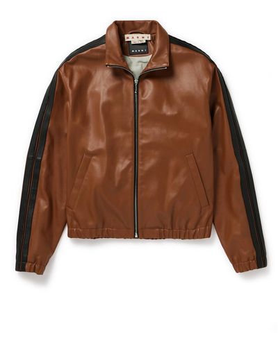 Marni Striped Nappa Leather Track Jacket - Brown