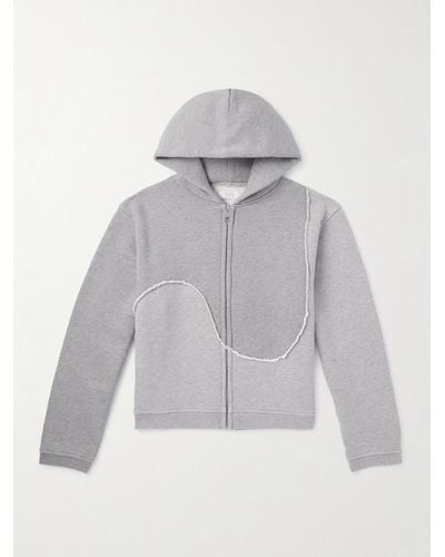ERL Panelled Cotton-jersey Zip-up Hoodie - Grey