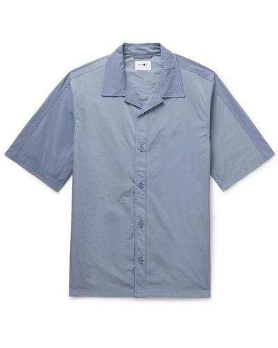 NN07 Ole 1442 Camp-collar Recycled-shell Shirt - Blue