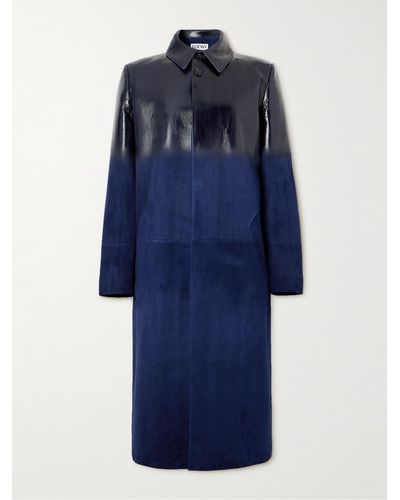 Loewe Cappotto in pelle testurizzata e camoscio - Blu