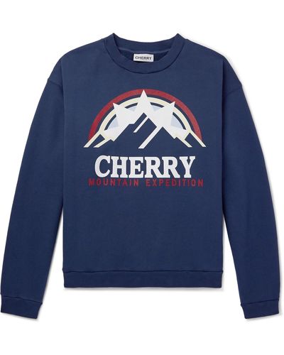 CHERRY LA Mountain Expedition Logo-print Cotton-jersey Sweatshirt - Blue