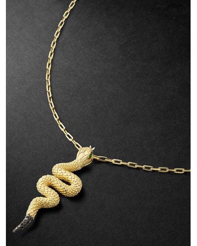 SHAY Collana in oro a serpente con diamanti e granati - Nero
