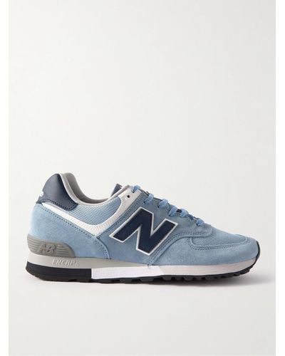 New Balance 576 Faux Leather-trimmed Suede And Mesh Trainers - Blue