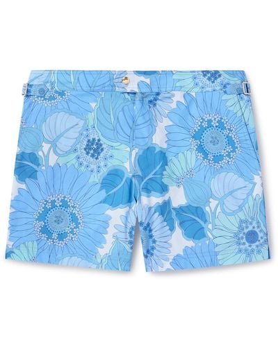 Tom Ford Slim-fit Short-length Floral-print Swim Shorts - Blue