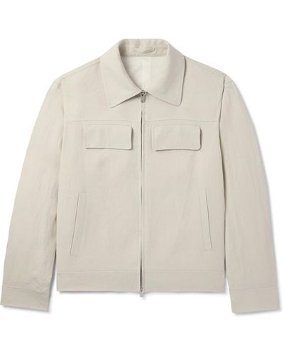 Lardini Linen Zip-up Blouson Jacket - Natural