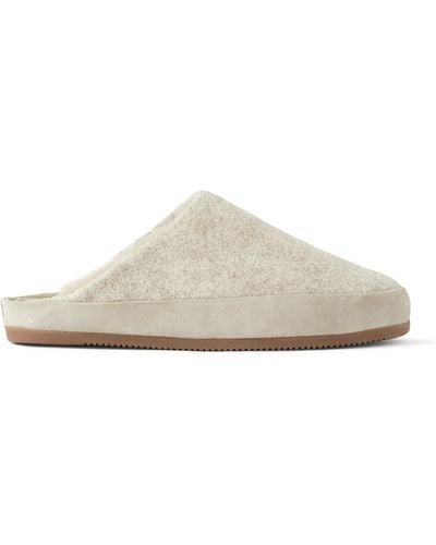 Mulo Suede-trimmed Shearling-lined Recycled Wool Slippers - White