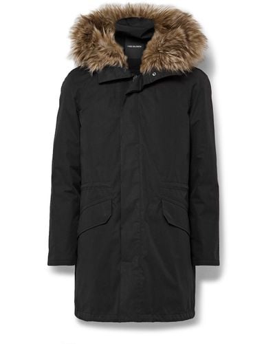 Yves Salomon Iconic Shearling-trimmed Padded Cotton-blend Twill Down Parka - Black