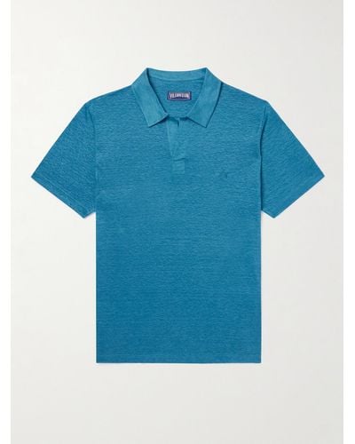 Vilebrequin Pyramid Linen-jersey Polo Shirt - Blue