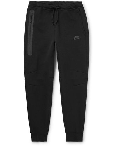 Nike Tapered Logo-print Cotton-blend Tech Fleece Sweatpants - Black