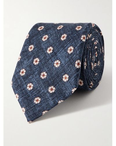 Favourbrook Osterley Krawatte aus Seide mit Blumendruck - Blau