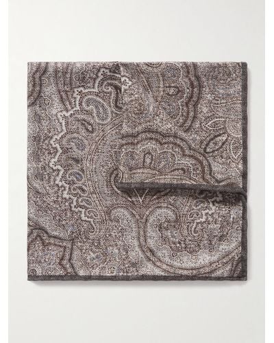 Brunello Cucinelli Paisley-print Silk Pocket Square - Grey