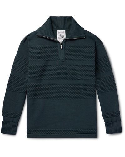 S.N.S. Herning Wool Half-zip Sweater - Blue