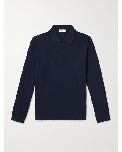 MR P. Striped Organic Cotton Polo Shirt - Blue