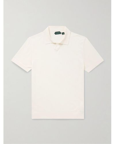 Incotex Zanone Slim-fit Cotton And Silk-blend Polo Shirt - Natural