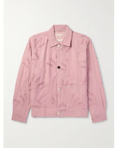 Kardo Jacke aus einer Baumwoll-Leinenmischung mit Verzierungen - Pink