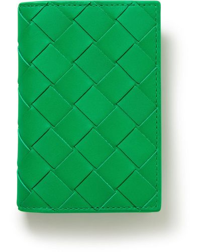 Bottega Veneta Intrecciato Leather Bifold Cardholder - Green