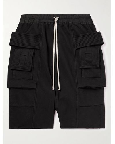 Rick Owens DRKSHDW Luxor Creatch Garment-dyed Cotton-jersey Drawstring Cargo Shorts - Black
