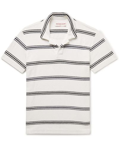 Orlebar Brown Slim-fit Striped Cotton-terry Polo Shirt - Gray