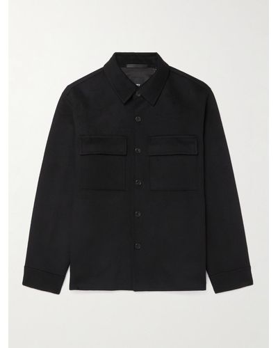 Theory Justin Wool And Cashmere-blend Shirt Jacket - Black