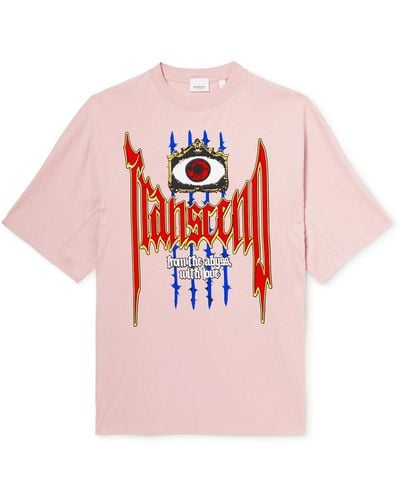 Burberry Printed Cotton-jersey T-shirt - Pink